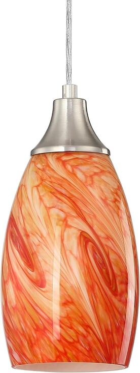 Unbranded Other - Red Marble Art Glass Mini Pendant Light, Brushed Nickel